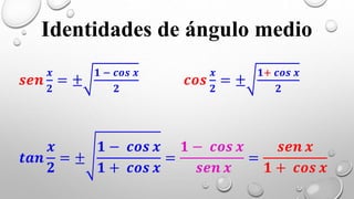Identidad ángulo medio - Trigonometría Matemática | PPTX