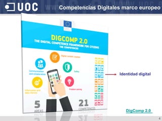 4
Competencias Digitales marco europeo
Identidad digital
DigComp 2.0
 