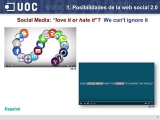 7
Social Media: “love it or hate it”? We can't ignore it
2016
1. Posibilidades de la web social 2.0
2015
Español
 