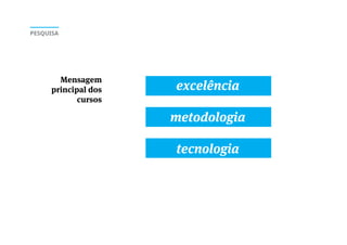 Mensagem
principal dos
cursos
excelência
metodologia
tecnologia
PESQUISA
 