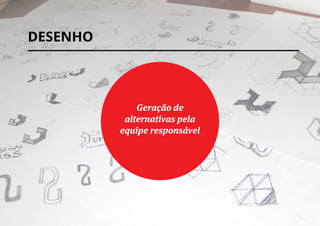 DESENHO
Geração de
alternativas pela
equipe responsável
 