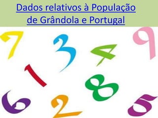 Dados relativos à População
  de Grândola e Portugal
 