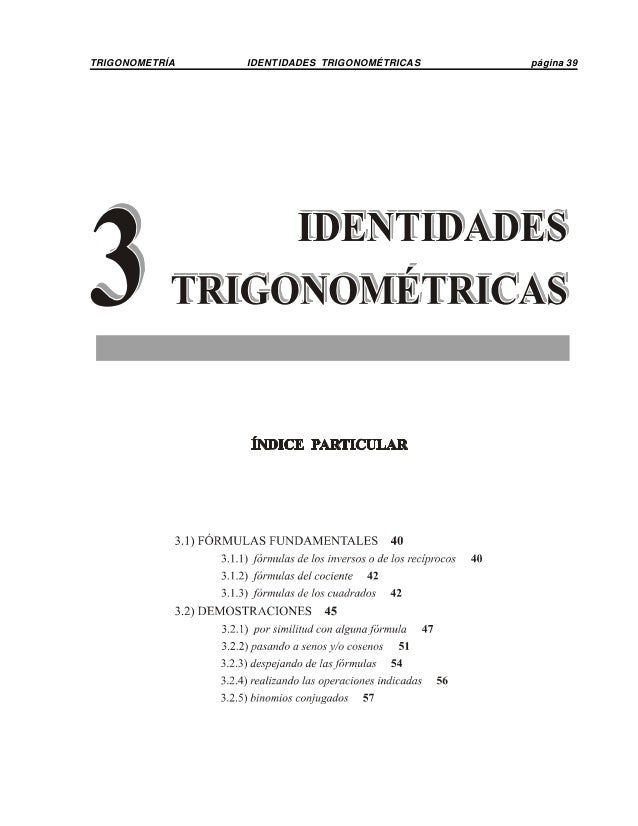Identidades Trigonometricas Identidades Trigonometricas