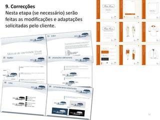9. Correcções
Nesta etapa (se necessário) serão
feitas as modificações e adaptações
solicitadas pelo cliente.




                                      13
 