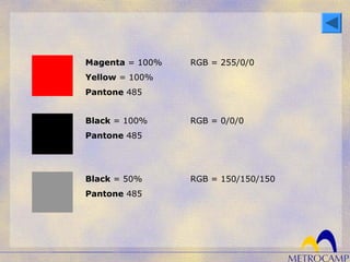 Magenta = 100%
Yellow = 100%
Pantone 485
Black = 100%
Pantone 485
Black = 50%
Pantone 485
RGB = 255/0/0
RGB = 0/0/0
RGB = 150/150/150
 