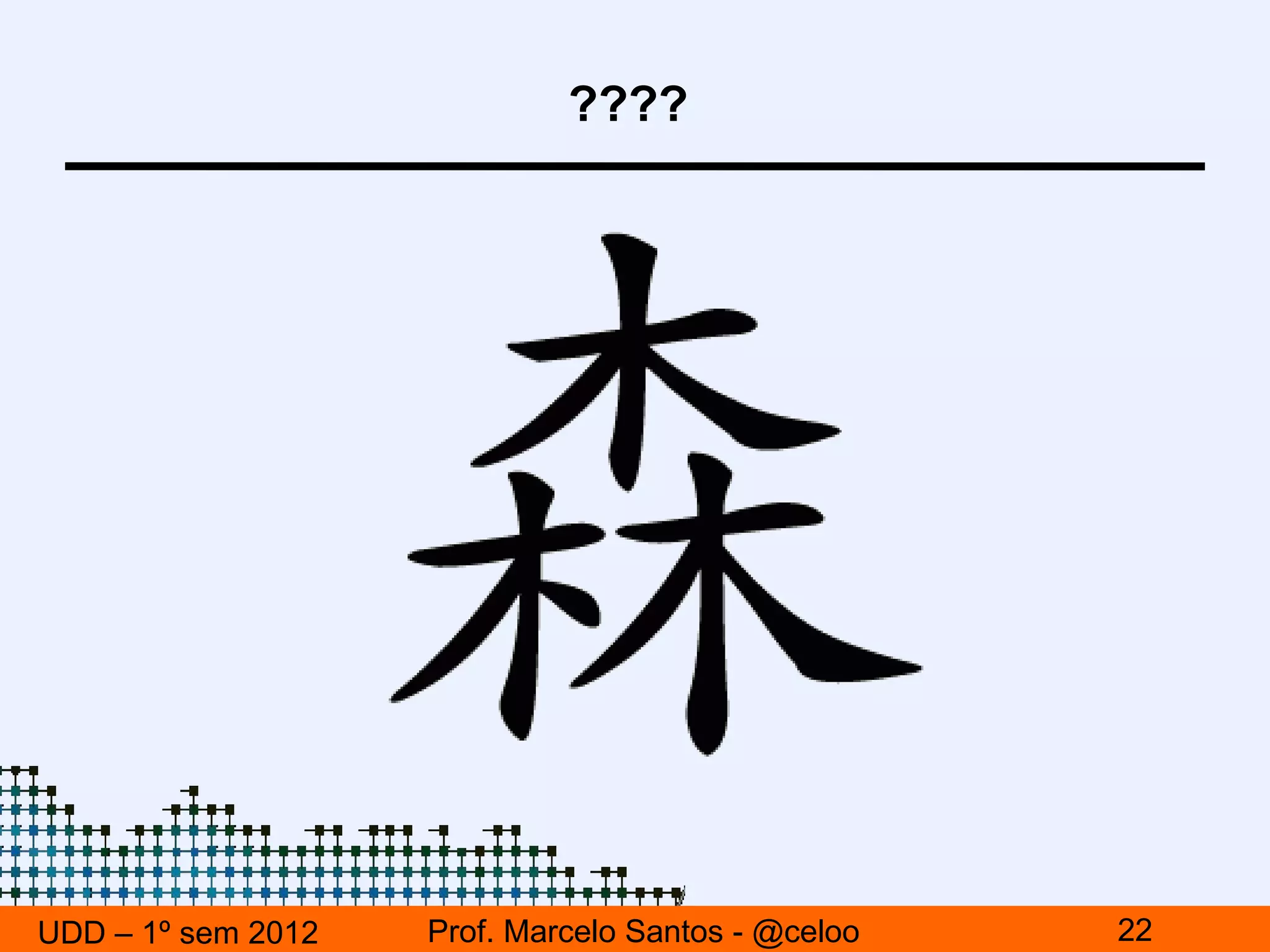????




UDD – 1º sem 2012   Prof. Marcelo Santos - @celoo   22
 