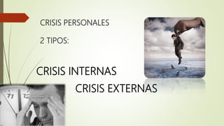 CRISIS PERSONALES
2 TIPOS:
CRISIS EXTERNAS
CRISIS INTERNAS
 