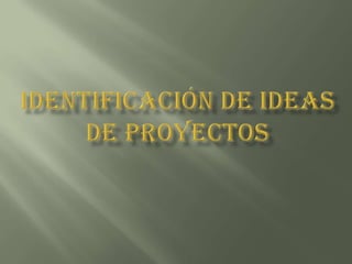 Identificación de ideas de proyectos 