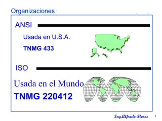 1
Organizaciones
Usada en el Mundo
TNMG 220412
Usada en U.S.A.
TNMG 433
ANSI
ISO
Ing.Alfredo Flores
 