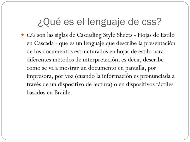 Identificación del lenguaje css | PPT