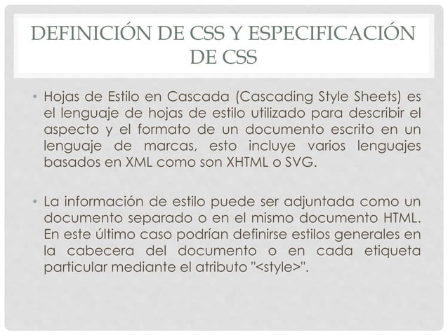 Identificación del lenguaje de css | PPT