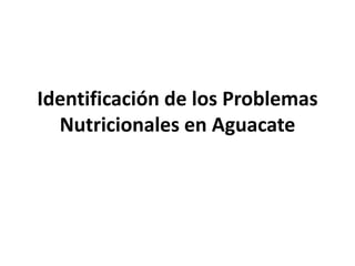 Identificación de los Problemas 
Nutricionales en Aguacate 
 