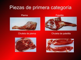 Piezas de primera categoría Pierna  Paletilla Chuleta de pierna  Chuleta de paletilla 