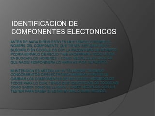 IDENTIFICACION DE
COMPONENTES ELECTONICOS
 