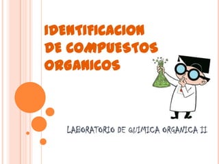 IDENTIFICACION
DE COMPUESTOS
ORGANICOS



  LABORATORIO DE QUIMICA ORGANICA II
 