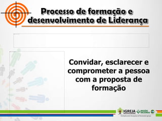 Convidar, esclarecer e
comprometer a pessoa
com a proposta de
formação
 
