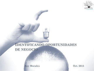IDENTIFICANDO OPORTUNIDADES
DE NEGOCIO
Roy Morales Oct. 2015
 