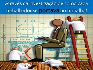 Através da investigação de como cada
trabalhador se portava no trabalho!
 
