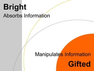 BrightAbsorbs Information	Manipulates InformationGifted