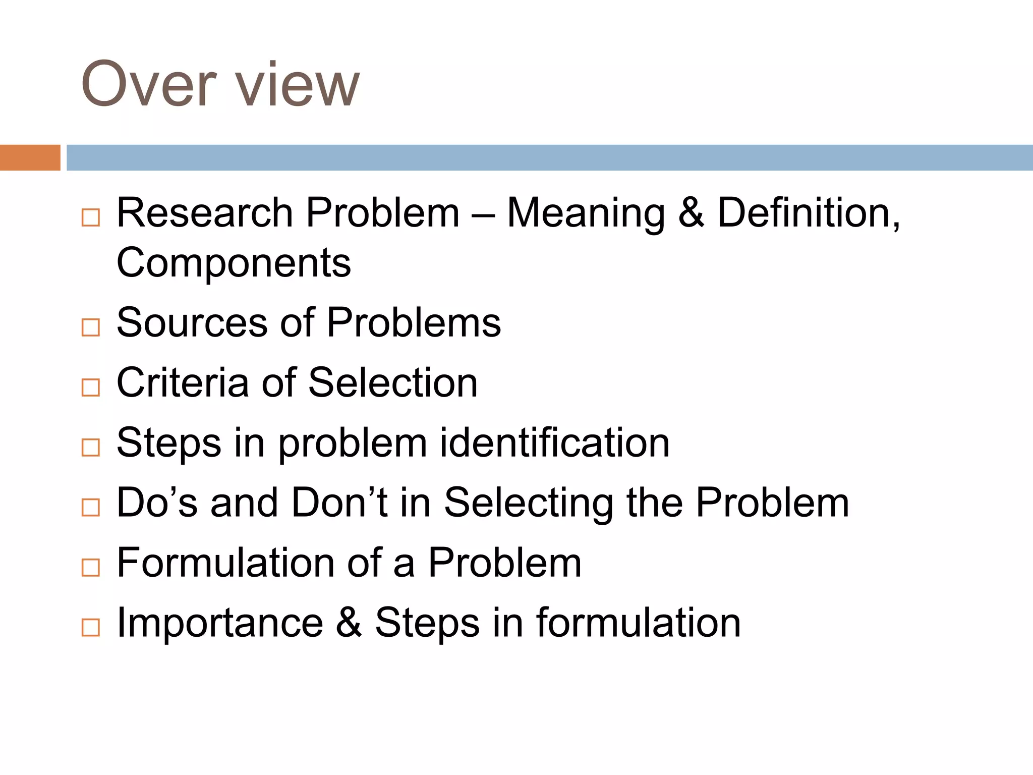 Identification & formulation of problem | PPTX | Science