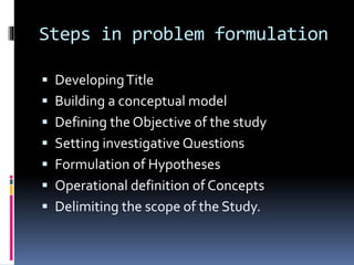 Identification & formulation of problem | PPTX | Science