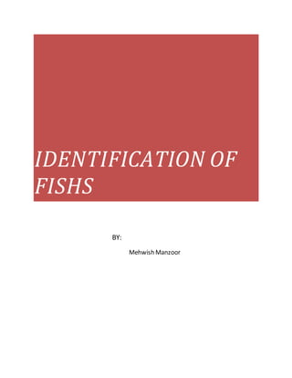 IDENTIFICATION OF
FISHS
BY:
Mehwish Manzoor
 