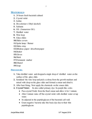 Identification of gram positive and gram negative bacteria | DOCX