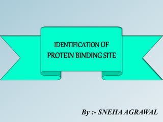 IDENTIFICATION OF
PROTEIN BINDING SITE
By :- SNEHA AGRAWAL
 