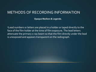 Lead Numbers Radiology Identification of Radiographs | PPT