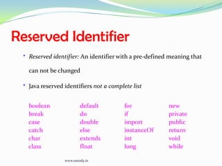 Valid IdentifiersIdentifiers have from 1 to many characters: 
