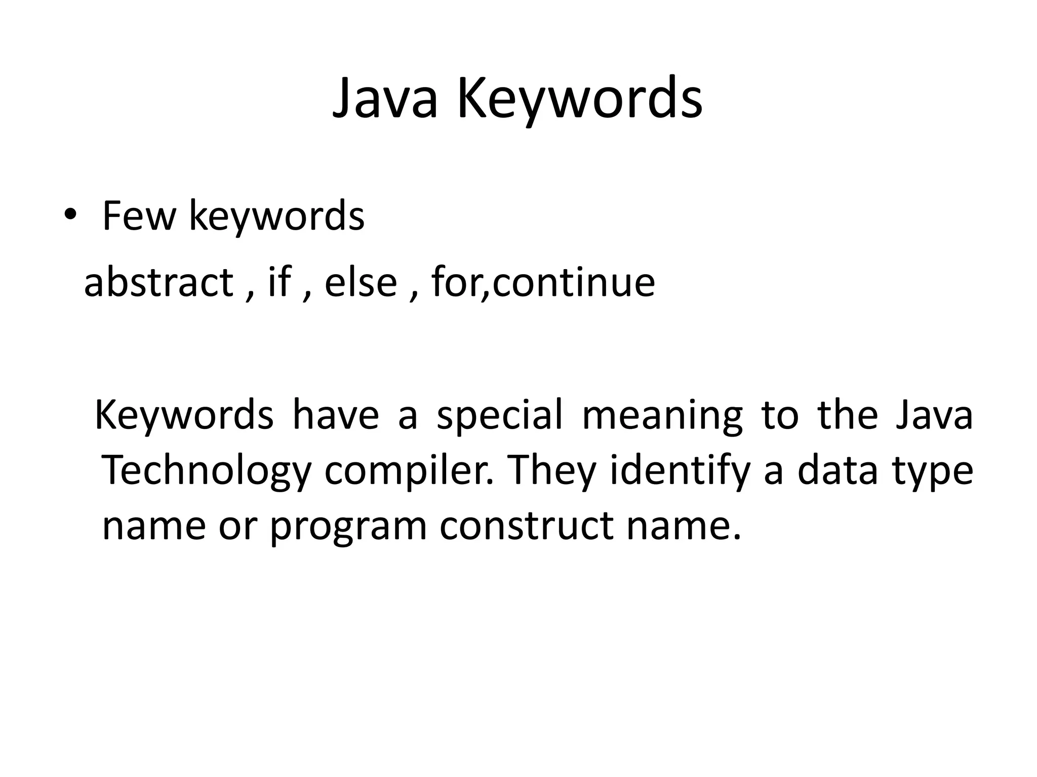 Identifiers, keywords and types | PPTX | Programming Languages | Computing