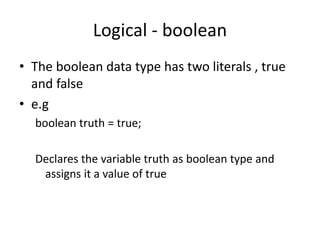 Identifiers, keywords and types | PPTX | Programming Languages | Computing