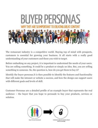 Identify different personas for a restaurant