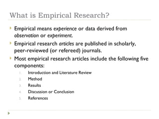 Identifying An Empirical Research Article | PPT