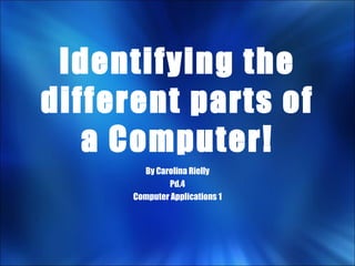 Identifying the different parts of a Computer! By Carolina Rielly Pd.4 Computer Applications 1 