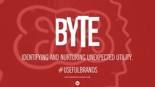 - welcome to byte , John co-founder at 383
- the title of today’s talk is ‘Identifying and nurturing unexpected utility’
 