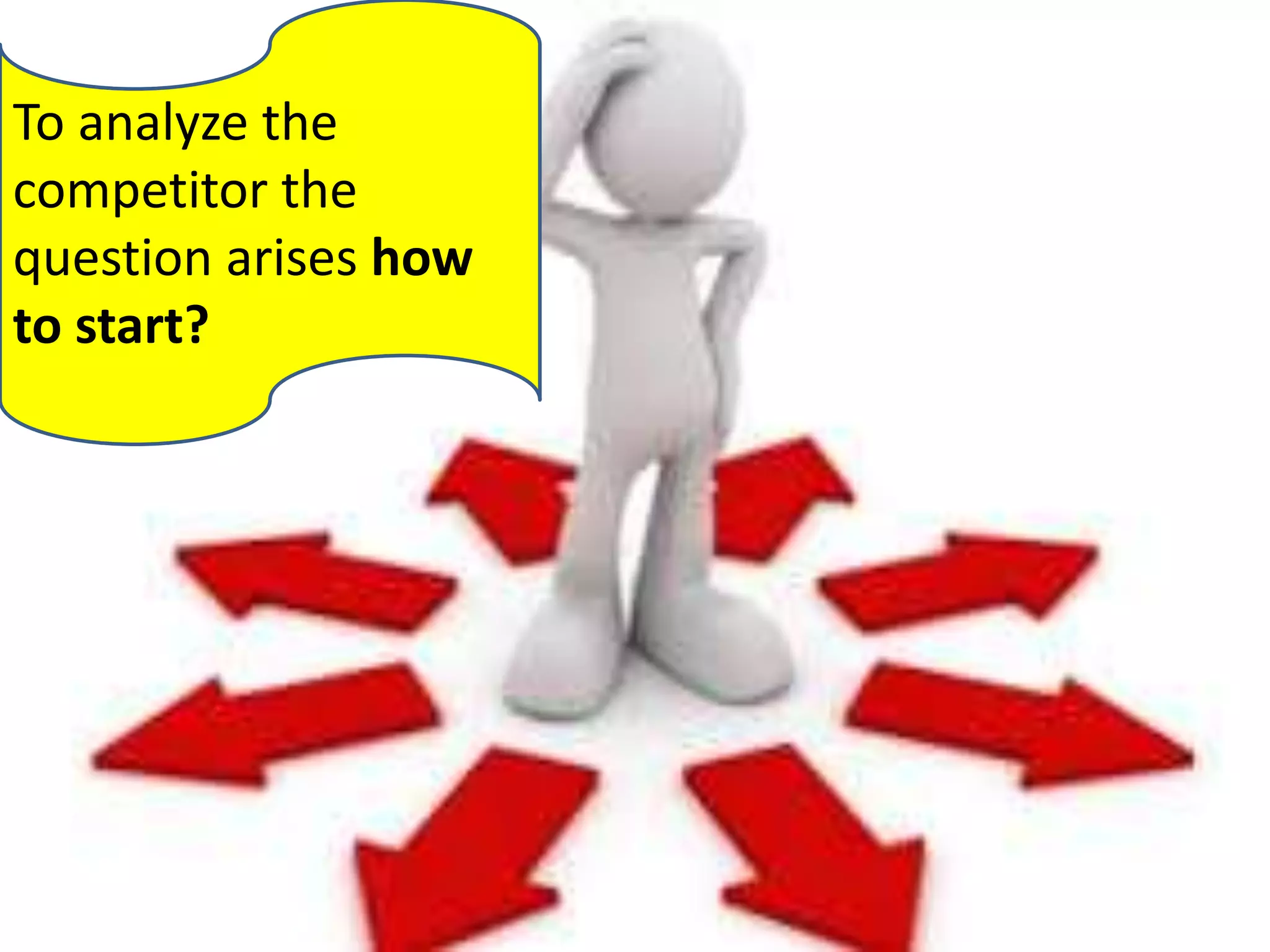 To analyze the
competitor the
question arises how
to start?