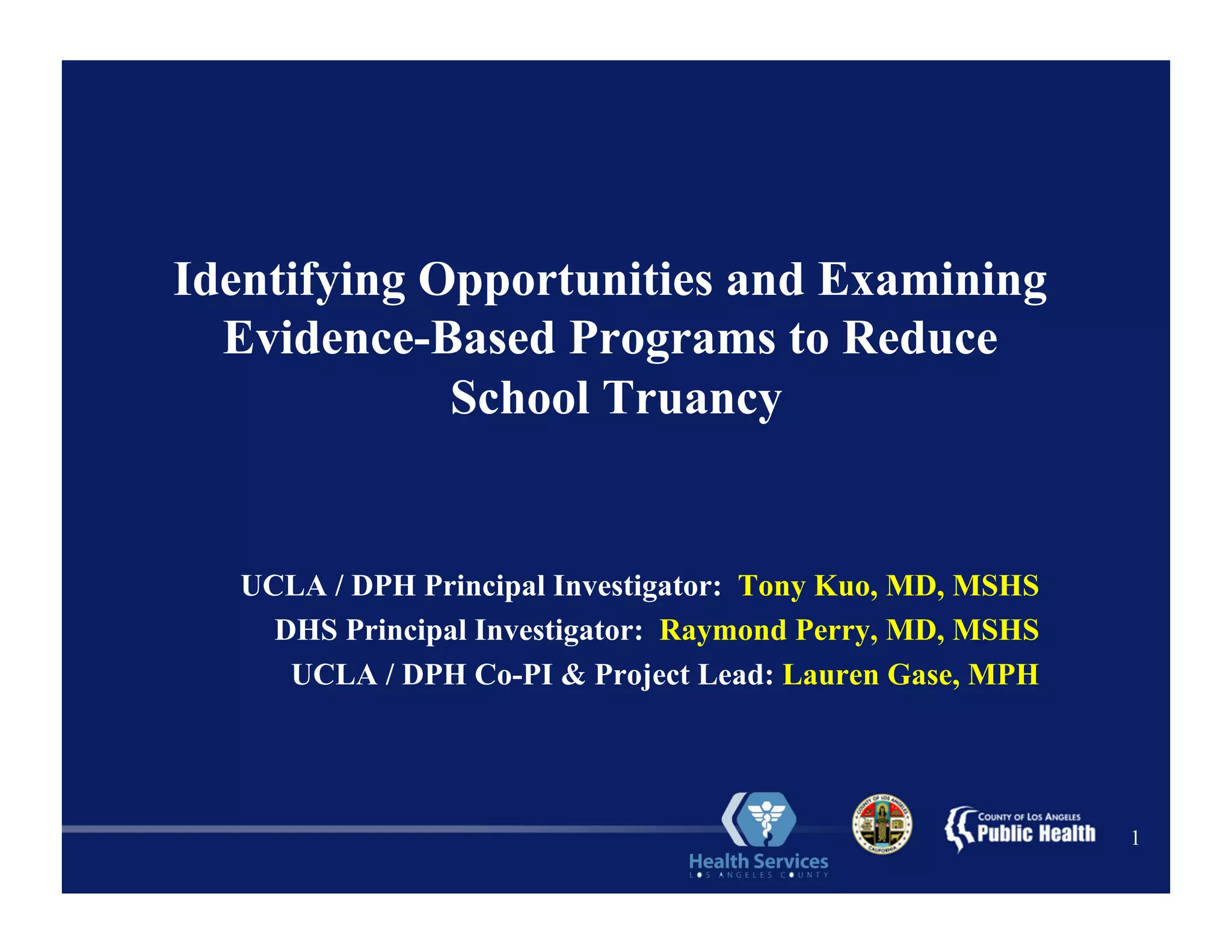 Evidence-based programs to reduce school truancy | PDF