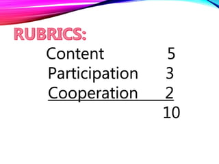 Content 5
Participation 3
Cooperation 2
10
 
