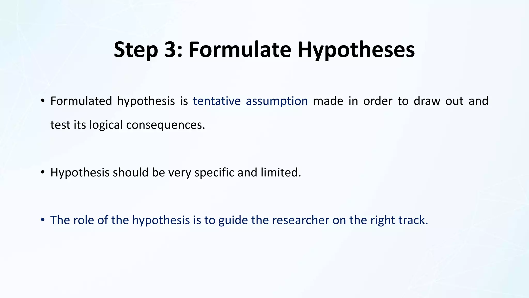 Identifying Research Problems, Hypothesis and Its Testing, Types of ...