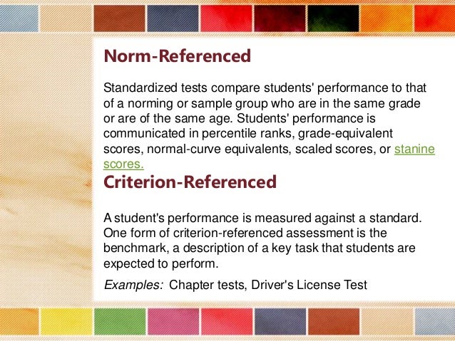 criterion referenced assessment