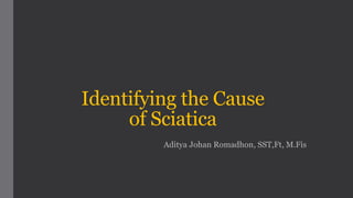 Identifying the Cause
of Sciatica
Aditya Johan Romadhon, SST,Ft, M.Fis
 