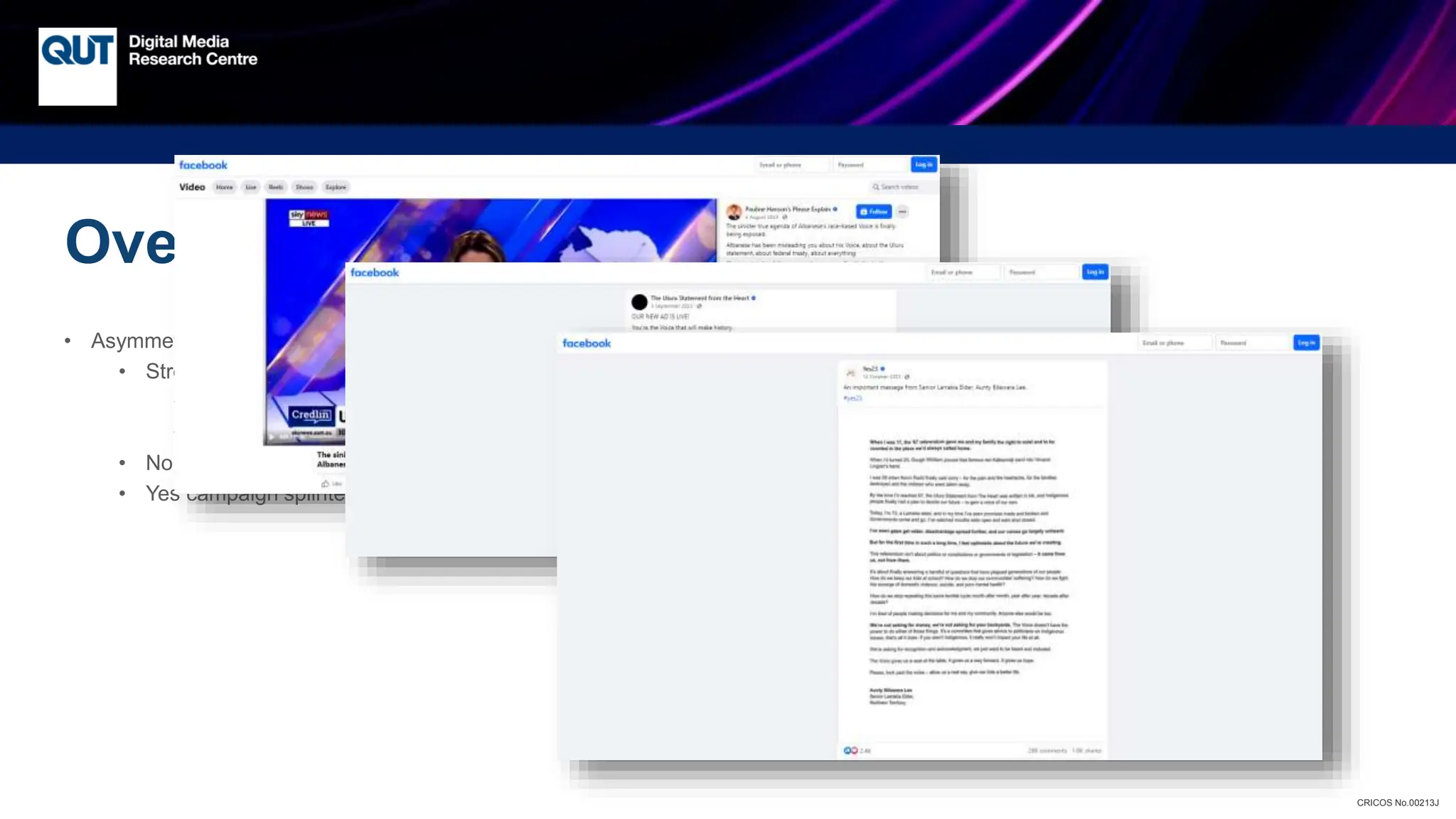 CRICOS No.00213J
• Asymmetrical contest:
• Strong role of party-political alignment
• Issue polarisation subsumed into ideological (and affective) polarisation
• Expressed in social media contexts as interactive polarisation
• No campaign substantially more centralised
• Yes campaign splintered and relying on grassroots activism without strong leadership
Overall Impressions So Far
 