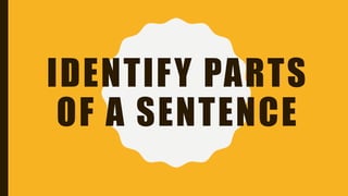 IDENTIFY PARTS
OF A SENTENCE
 