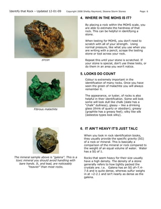 Identify Rocks And Minerals Shelby Raymond Rev12 1 09 My Copy | PDF