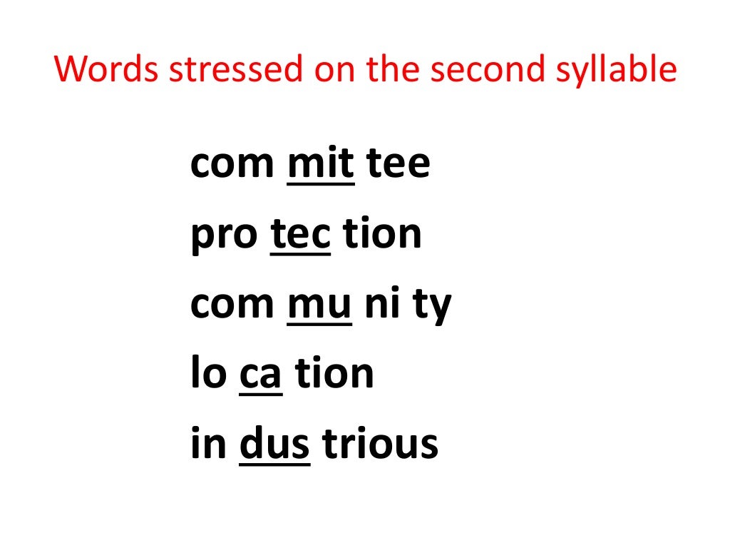 Identify the stressed and unstressed syllables