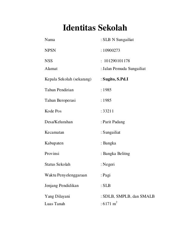 Identitas Sekolah