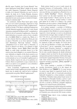 din Eş, nepot Vasâlcăi, fetii Ursului Bularda” face              Rude printre bacali au avut şi unele ramuri ale
danie căpitanului Ioniţi Mitica” părţile lui de moşie        neamului boieresc al Cerchezeştilor. Astfel, la 26
din satele Singureni, Crăsnăşeni, Săseni, Bogzeşti           aprilie 1781, este menţionată, în pricina pentru locul
şi altele, de la ţinutul Orheiului, pe care le avea la       unei case din Iaşi, care aparţinuse „Paraschevii ce-au
rându-i de danie de la Vasilca Bularda, deoarece             ţinut-o Andrei băcalbaşa”. Ulterior „Parascheva
„agiungând şi el la scăpăciule, la boală şi neputinţă, şi    locul acesta l-au dat danii nepotului său al 3-lea
neputând să caute aceste moşii, şi văzând că li împre-       comis Ioniţă Cerchez”. Pentru acel loc de casă, la
soară şi le mănâncă alţii”32.                                8 mai 1781, la judecată, „Ioniţă Cerchez 3 comis
    În continuare, Ştefan Pană bacal apare menţi-            prin jaloba lui au arătat că o mătuşe a lui, anume
onat şi în alt context genealogic, împreună cu încă          Paraschiva, pe care au ţinut-o Andrei băcalbaş”, „din
un „Ştefan băcalul, socrul lui Vasilie Cogălniceanul”.       bunăvoia ei, neavând copii, i l-au dat danie”35.
Astfel, la 30 iulie 1754, Matei vodă Ghica întăreşte lui         Şi în prima jumătate a secolului al XVIII-lea
„Vasilie blănariul neguţitoriu din Iaşi” o casă, situată     numărul bacalilor este în creştere. Cu toate că de la
„denaintea mănăstirii lui Barnovschii”, cumpărată cu         prima apariţie în Ţara Moldovei a acestei categorii de
220 de lei de la Constantin Cogălniceanu. Acesta din         negustori a trecut aproape un secol, ea îşi păstrează
urmă mărturisea că această „casă au fostu a moşilor          caracterul etnic eterogen. Spre exemplu, la 14 noiem-
săi, a lui Ştefan băcal şi a soţului său, Mariei, şi o       brie 1741, într-un „izvod pentru negustorii streini ce
au dat-o dzestre fiicii lor, mătuşii lui, Ilenii, pre care   s-au aflat aice în Iaşi” sunt menţionaţi şi doi băcali,
au ţinut-o Paraschiv ce-au fostu ispravnic la răpo-          unul din Rodos, şi celălalt din Ianina, Epir: „Iane sân
satul Dumitraşco Racovuţă hatman”. Ulterior,                 lui Andronii ot Rod, are băcălie, tij la Sveti Sava”
„tâmplându-să de au murit soţul ei, Paraschiv, şi            şi „Vali sân lui Dumitru ot Enina, asre băcălie, tij
ficiori cu dânsul n-au făcutu, s-au măritatu şi după         în Sveti Sava”36. Iar la 1 septembrie 1744, cu grecul
al doilea bărbatu, anume Ştefan Pană ce-au fost              „Neculi băcal (Νηκολας πακαλης)” se angajază să
băcal, cu carile iarăşi, neavându ficiori, la ce din         facă o dugheană pe locul bisericii catolice din Iaşi37.
urmă au luat cinul călugării şi s-au numitu Elisaveta,       Nu în toate cazurile dispunem de detalii referitoare
care vâdzindu-se singură, că din două cununii ce-au          la originea etnică sau locul lor de provenienţă, însă
avutu, ficiori n-au avutu, şi socotindu şi sprijineala       antroponimia permite localizarea multora din negus-
şi chivernisala sa l-au te Costandin Cogălniceanul ot        torii bacali în spaţiul Imperiului Otoman. Este peri-
visterie, fiindu-i nepotu de soră, şi l-au priimitu să-i     oada când sursele interne menţionează la Iaşi doi
fi ficior. Decii şi ei priimind-o ca pe o maică câtu au      negustori aromâni (cuţovlahi): „Dima, coţovlah” şi
trăitu ea au ţinut-o şi au sprijinit-o”, iar ea lăsându-i    „Ştefan, coţovlah”38.
casa mai sus menţionată33.                                       În a doua jumătate a secolului al XVIII-lea
    Acest Constantin Cogălniceanul, logofăt de               atestăm documentar bacali şi în alte târguri ale
visterie, fiul lui Vasile Cogălniceanu şi nepot lui Ştefan   Ţării Moldovei (vezi Tabelul 1). Cu toate acestea,
bacal, este, la rândul său, tatăl lui Ion şi străbunic       nu putem nega faptul că negustorii bacali au fost
cunoscutului om politic Mihail Cogălniceanul34.              prezenţi în oraşele ţării şi în perioada precedentă,
                                                             îndeosebi începând cu a doua jumătate a secolului
                                                             al XVII-lea. Probabil, însăşi primul bacal atestat în
                                                             Ţara Moldovei, Gheorghe bacalul, a activat o peri-
                                                             oadă la Bârlad. Iar Cârstea bacal şi Dima bacal, în
                                                             anii 80 ai secolul al XVII-lea, probabil stăpâneau
                                                             dugheni şi în oraşul Focşani, ţinutul Putna.
                                                                 Într-un compartiment separat trebuie de examinat
                                                             problema apariţiei bacalilor în târgul Chişinău, ţinutul
                                                             Lăpuşna. Documentele interne permit să constatăm
                                                             că Chişinăul, care a devenit din 1641 moşie a mănăs-
                                                             35
                                                               	 CAPROŞU 2006f, VIII/17, 35-36; CAPROŞU 2006f,
32
  	 MEF, 2008c, XI/11, 45-47; MEF, 2008c, XI/290, 364.           VIII/22, 39-40.
33
  	 CAPROŞU 2001d, V/801, p.524-526.                         36
                                                               	 CAPROŞU 2001d, V/111, 61.
34
  	 LECCA 1937, 334//335. GHIBĂNESCU 1933, CXVII,            37
                                                               	 CAPROŞU 2001d, V/447, 252.
    CLXIV, CLXVI-CLXIX.                                      38
                                                               	 MEF, 1975b, VII, 358, 363.

                                                       – 39 –
 