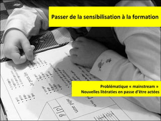 Passer de la sensibilisation à la formation Problématique « mainstream »  Nouvelles litératies en passe d’être actées 