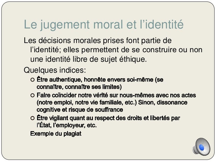 Identité morale avec narration